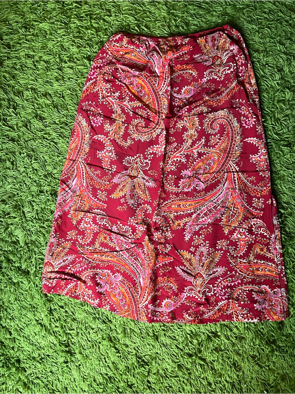 Eddie Bauer Red Paisley Maxi Skirt with Multicolor Accents